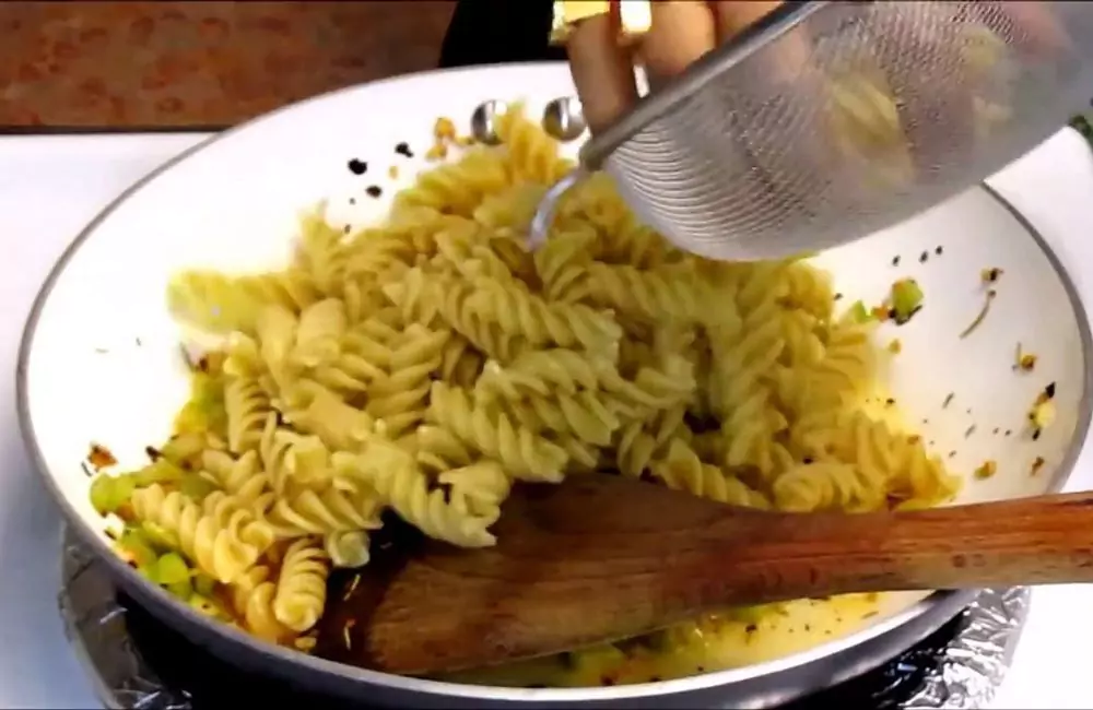 mix pasta with ingredients